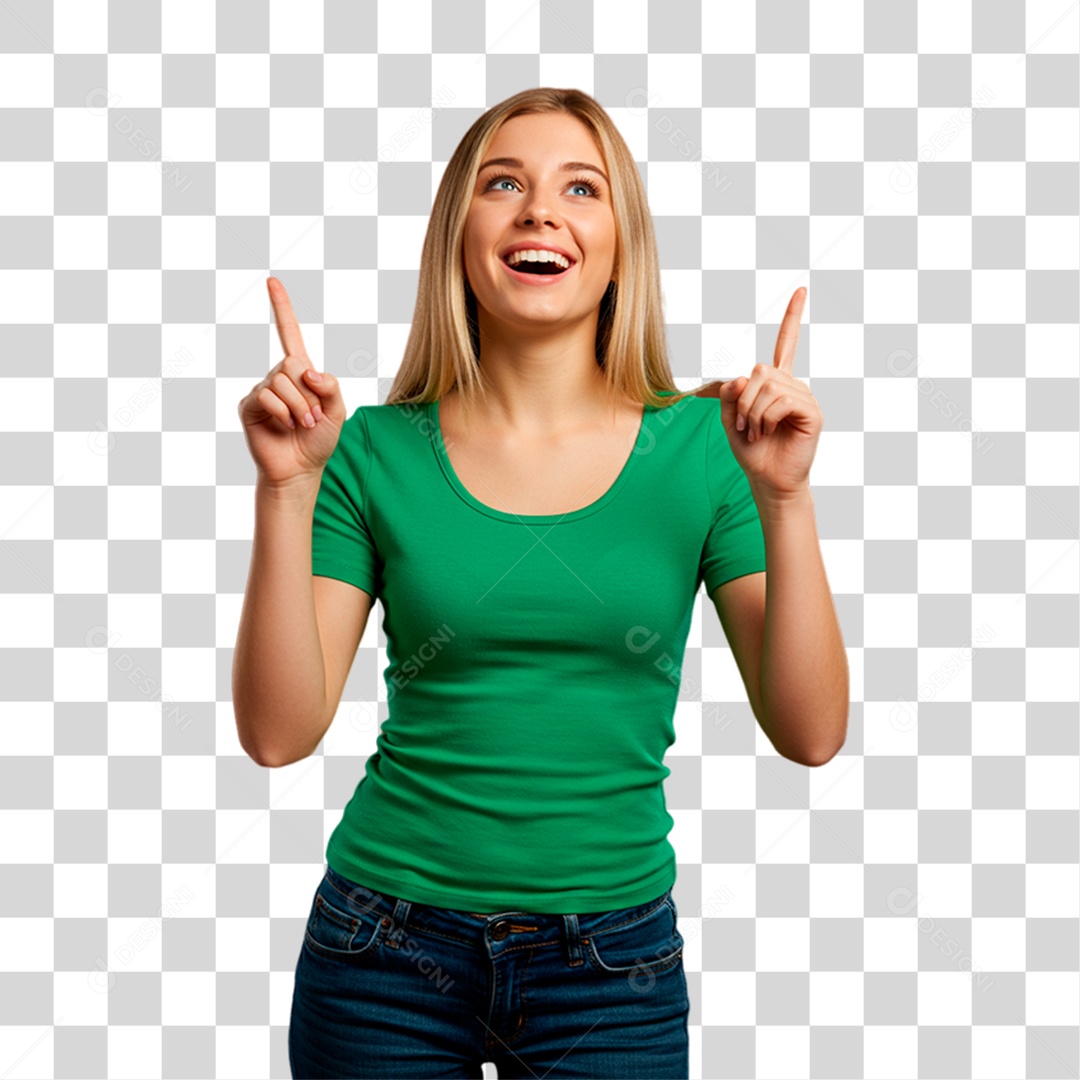 Mulher de Camiseta Verde Torcedora PNG Transparente