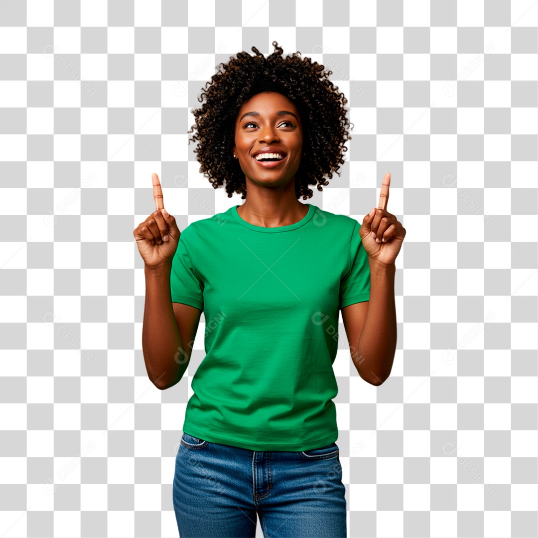 Mulher de Camiseta Verde Torcedora PNG Transparente