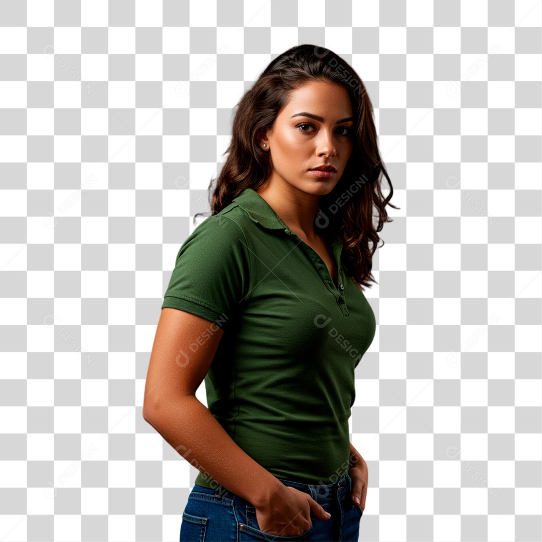 Mulher de Camiseta Verde Torcedora PNG Transparente