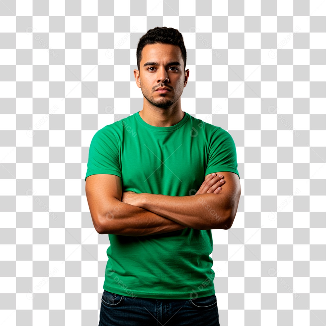 Homem de Camisa Verde Torcedor PNG Transparente