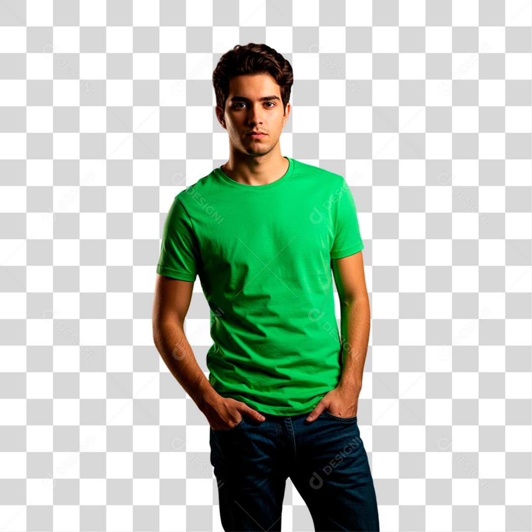 Homem de Camisa Verde Torcedor PNG Transparente