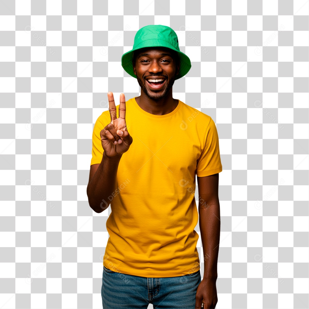 Homem de Camisa Amarela Torcedor PNG Transparente