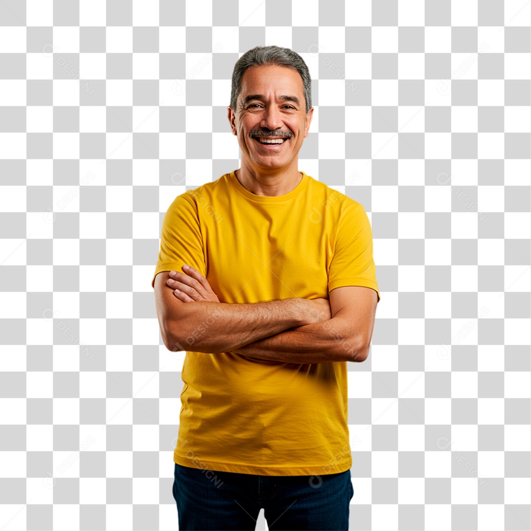 Homem de Camisa Amarela Torcedor PNG Transparente