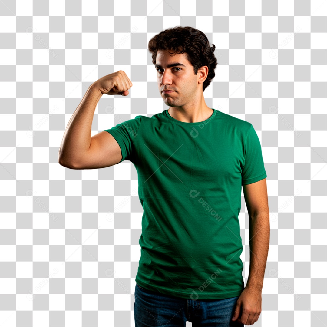 Homem de Camisa Verde Torcedor PNG Transparente