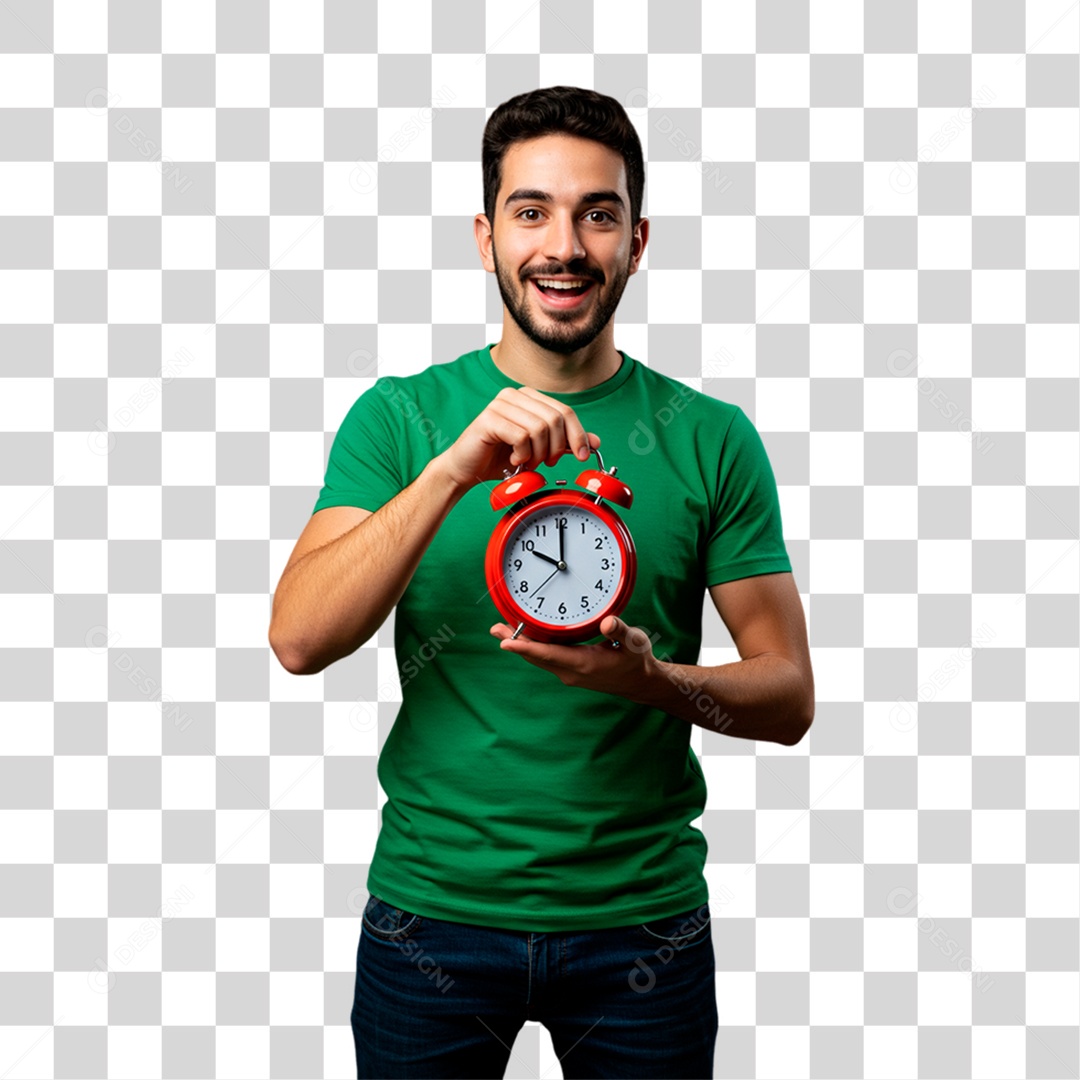 Torcedor Segurando Despertador PNG Transparente