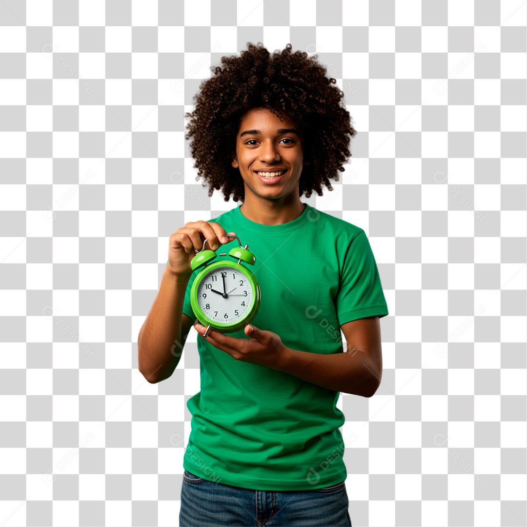 Torcedor Segurando Despertador PNG Transparente