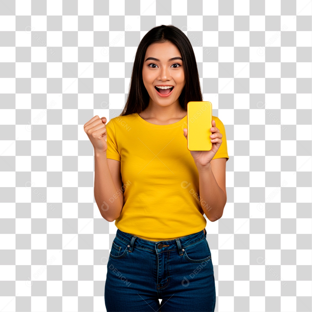 Torcedora Segurando Celular PNG Transparente