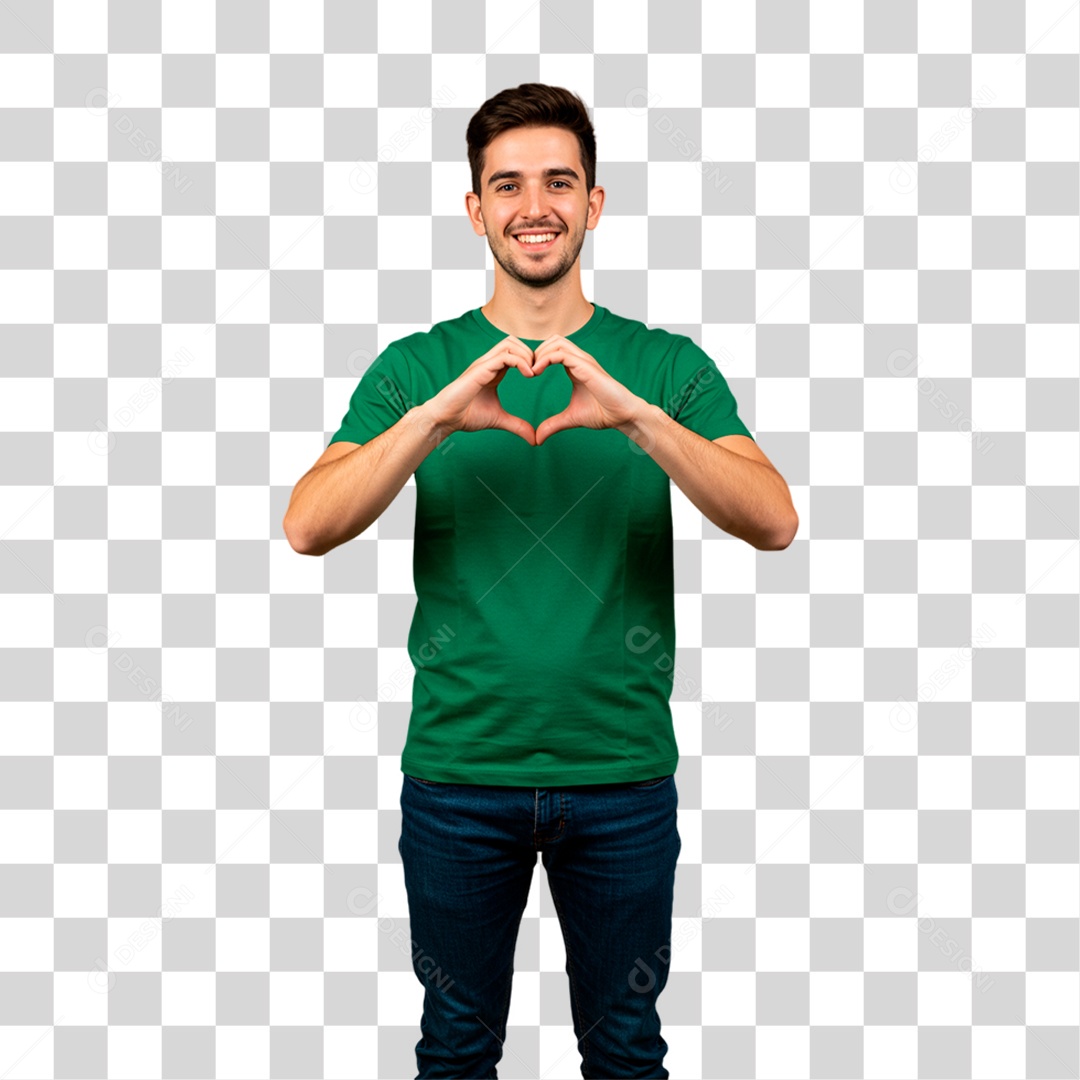 Torcedor Fazendo Sinal de Coração PNG Transparente