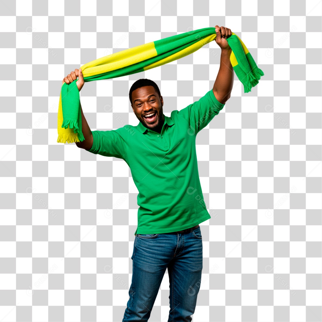 Homem de Camisa Verde Torcedor PNG Transparente