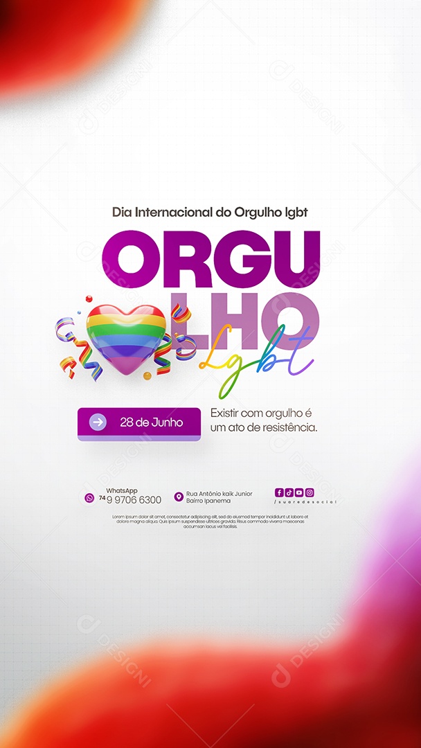 Story Dia Internacional do Orgulho LGBT Social Media PSD Editável