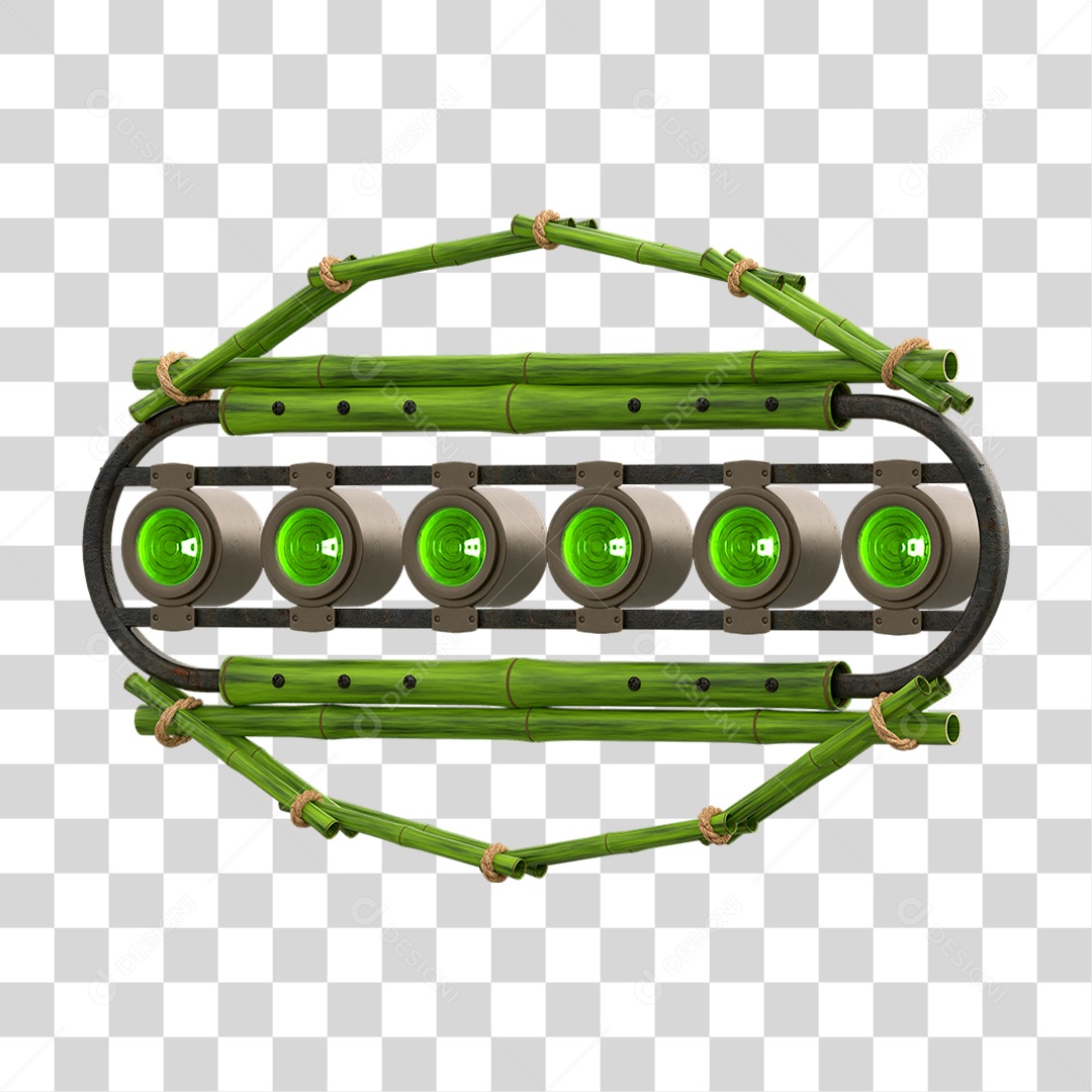 Painel de Bambu Verde com Refletor PNG Transparente