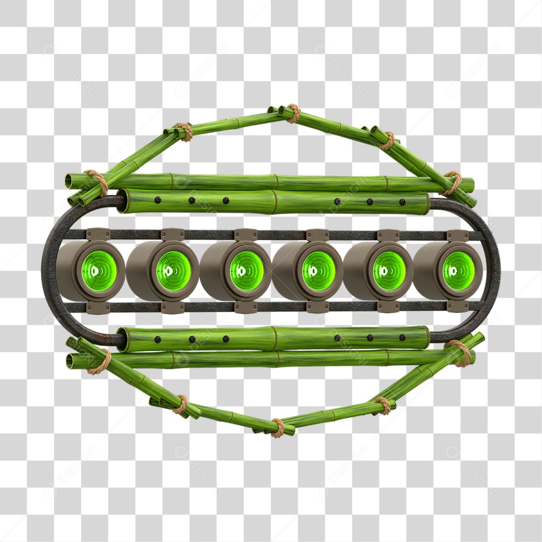 Painel de Bambu Verde com Refletor PNG Transparente