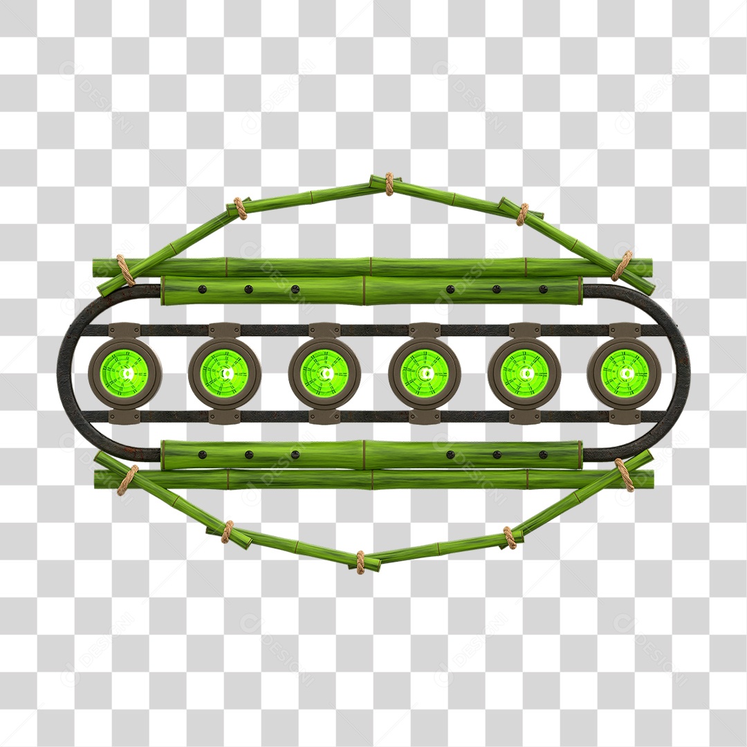 Painel de Bambu Verde com Refletor PNG Transparente