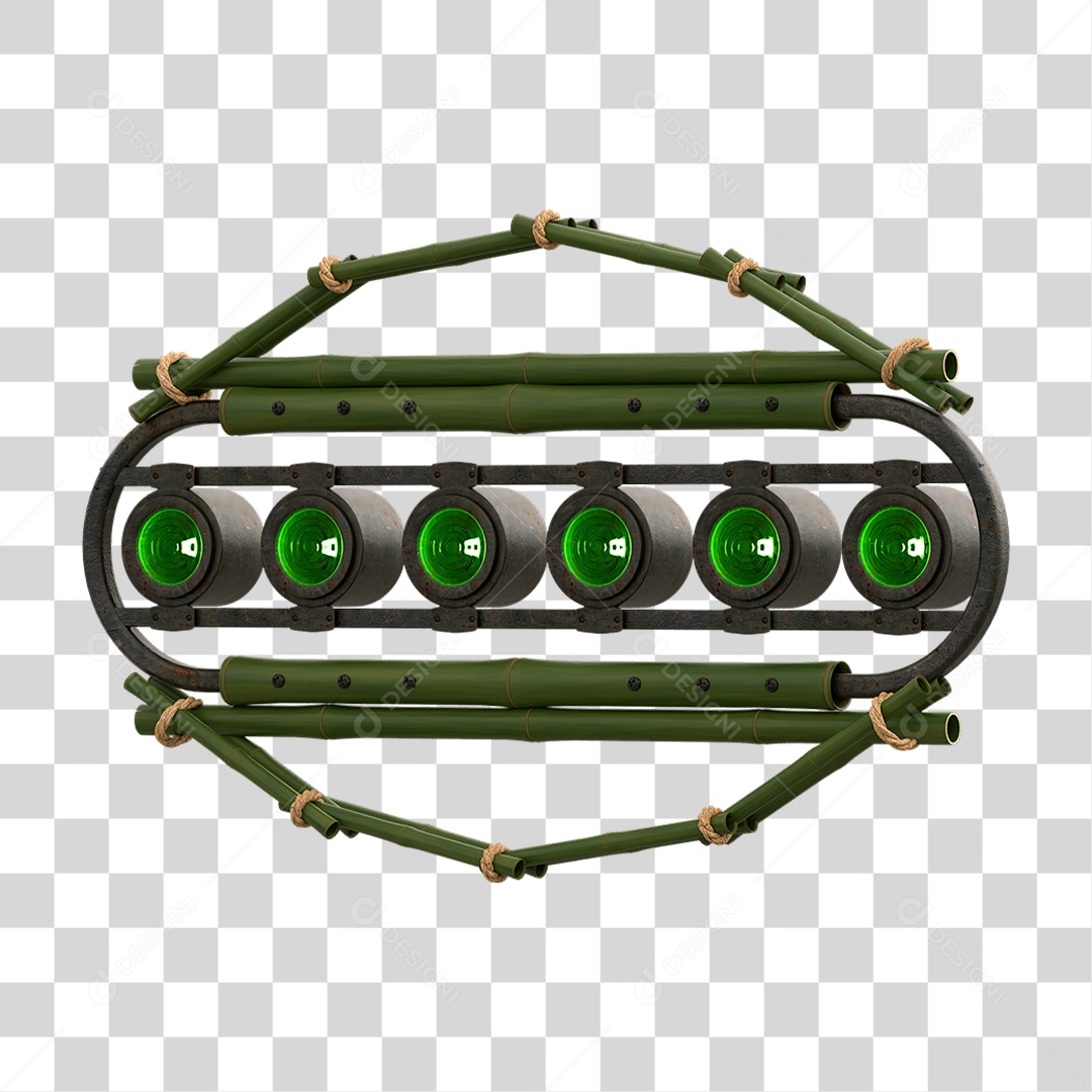 Painel de Bambu Verde com Refletor PNG Transparente