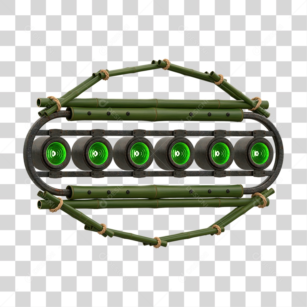 Painel de Bambu Verde com Refletor PNG Transparente