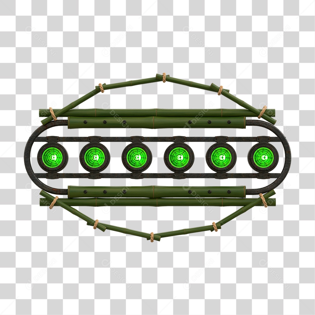 Painel de Bambu Verde com Refletor PNG Transparente