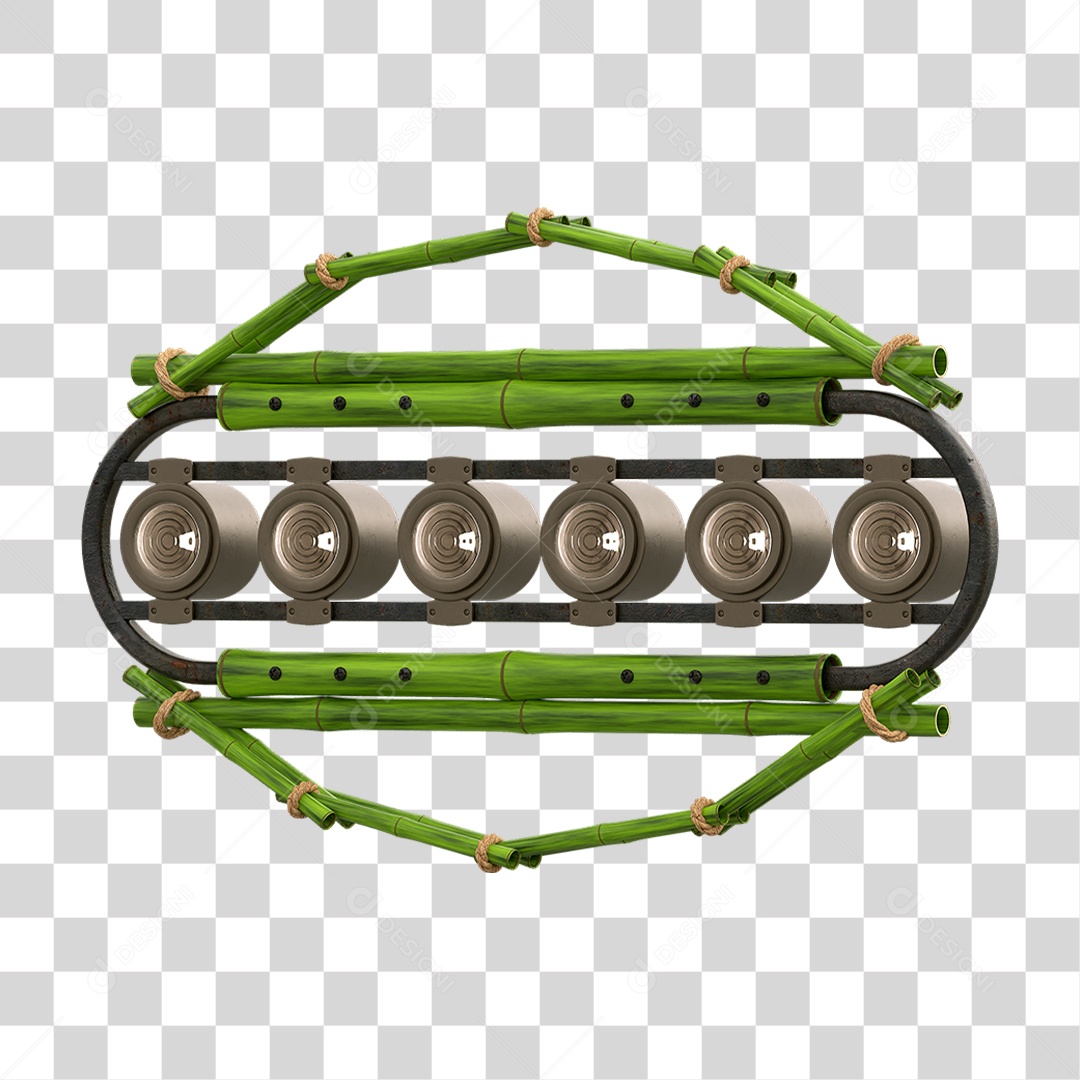 Painel de Bambu Verde com Refletor PNG Transparente