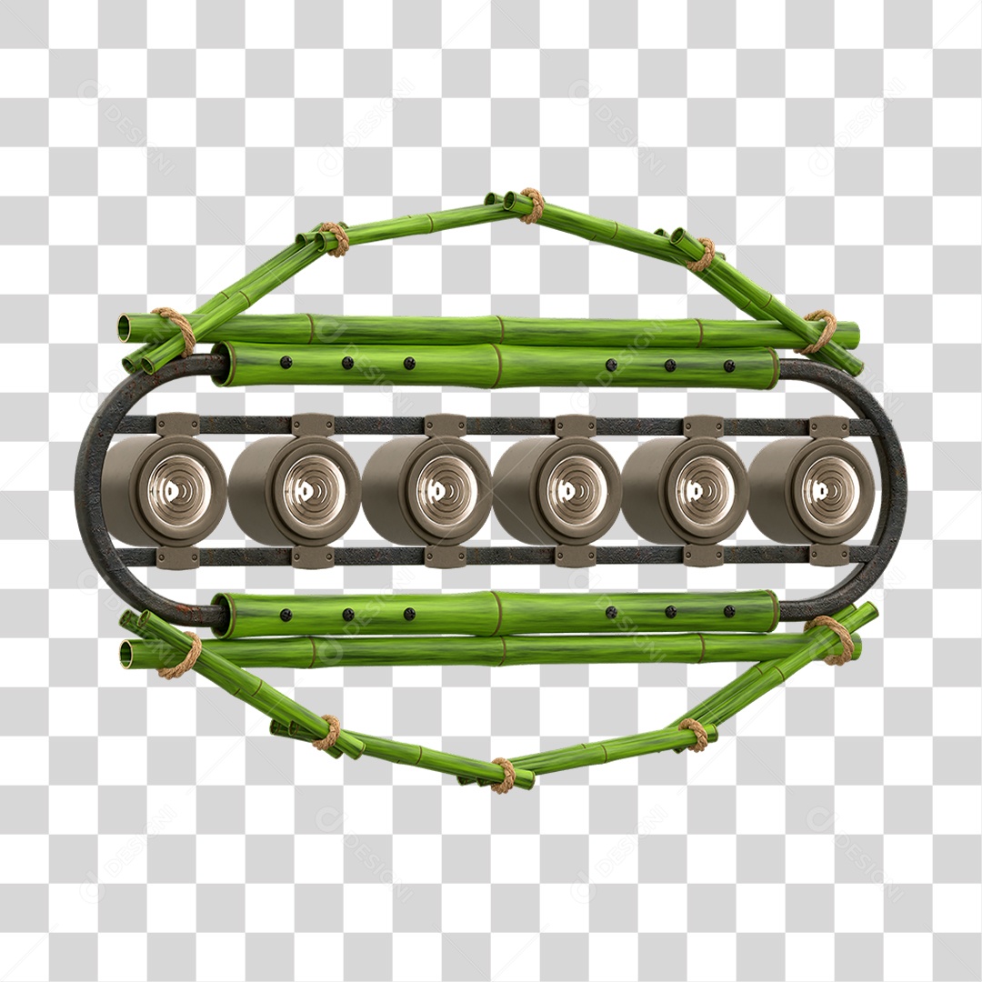 Painel de Bambu Verde com Refletor PNG Transparente