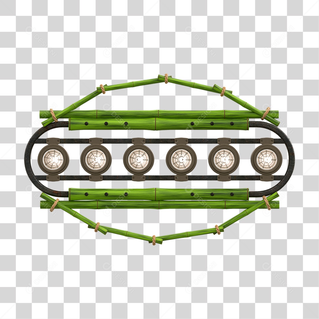 Painel de Bambu Verde com Refletor PNG Transparente