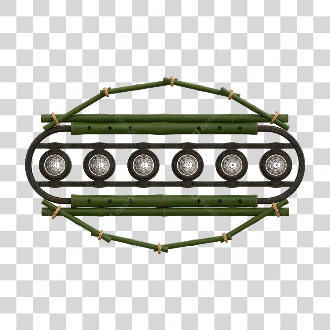 Painel de Bambu Verde com Refletor PNG Transparente