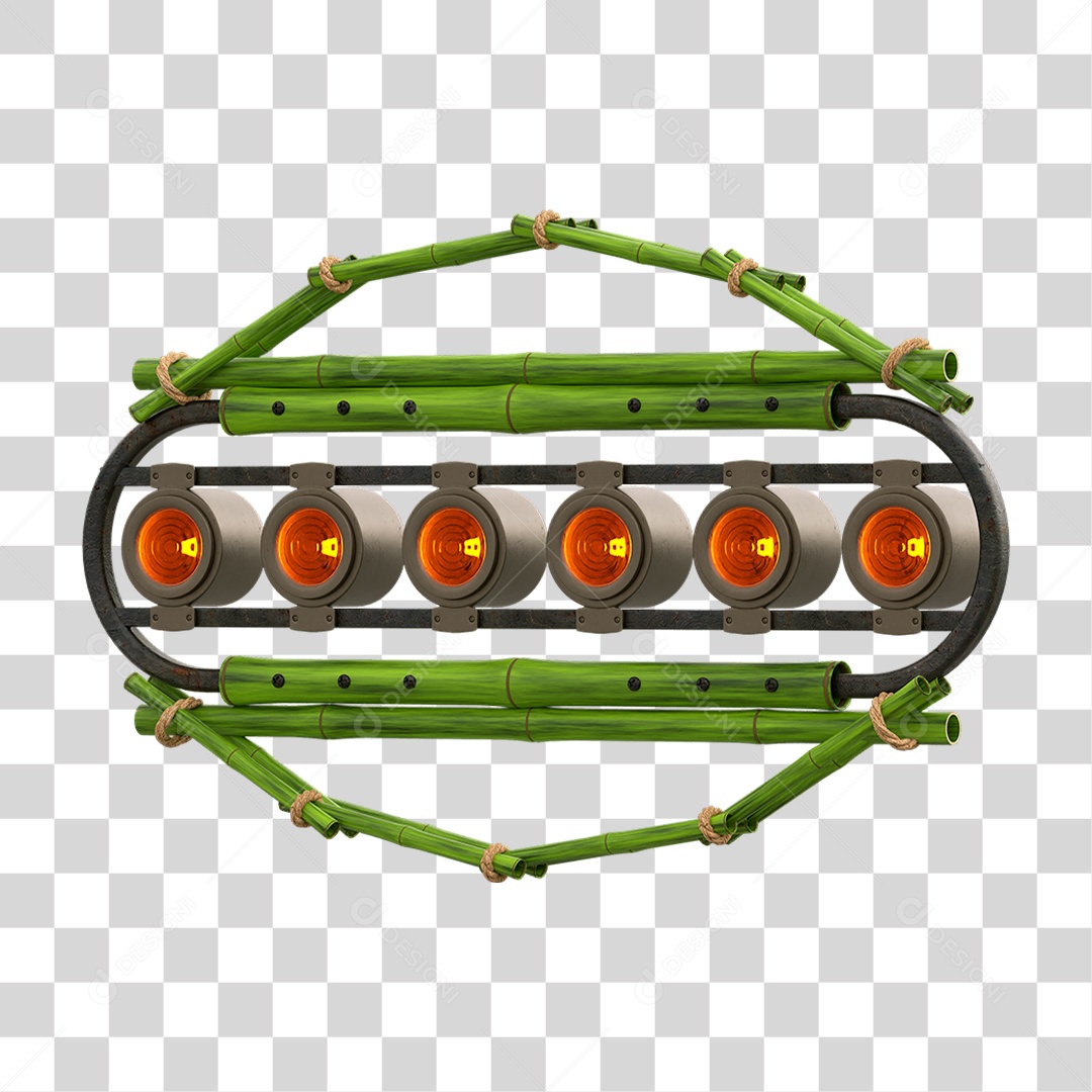 Painel de Bambu Verde com Refletor PNG Transparente