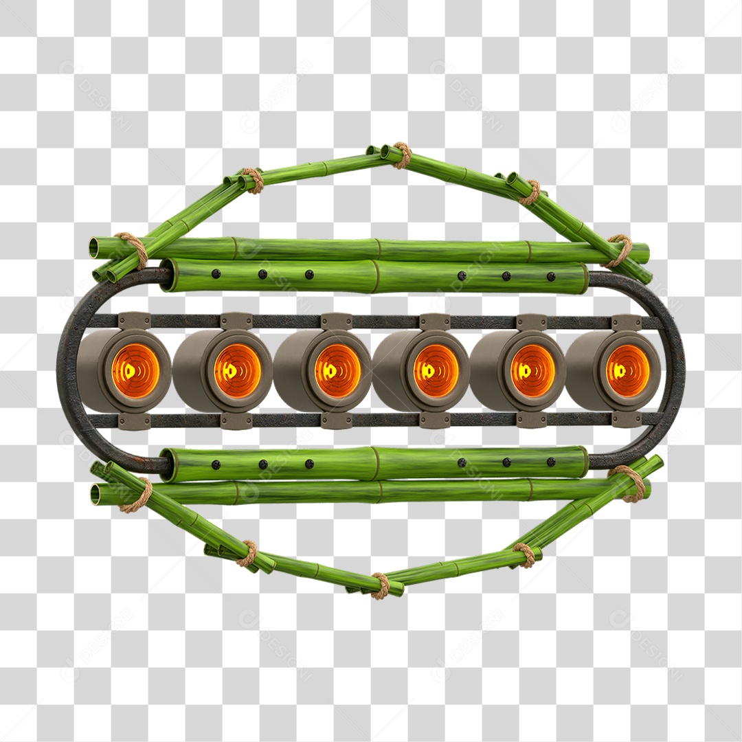 Painel de Bambu Verde com Refletor PNG Transparente