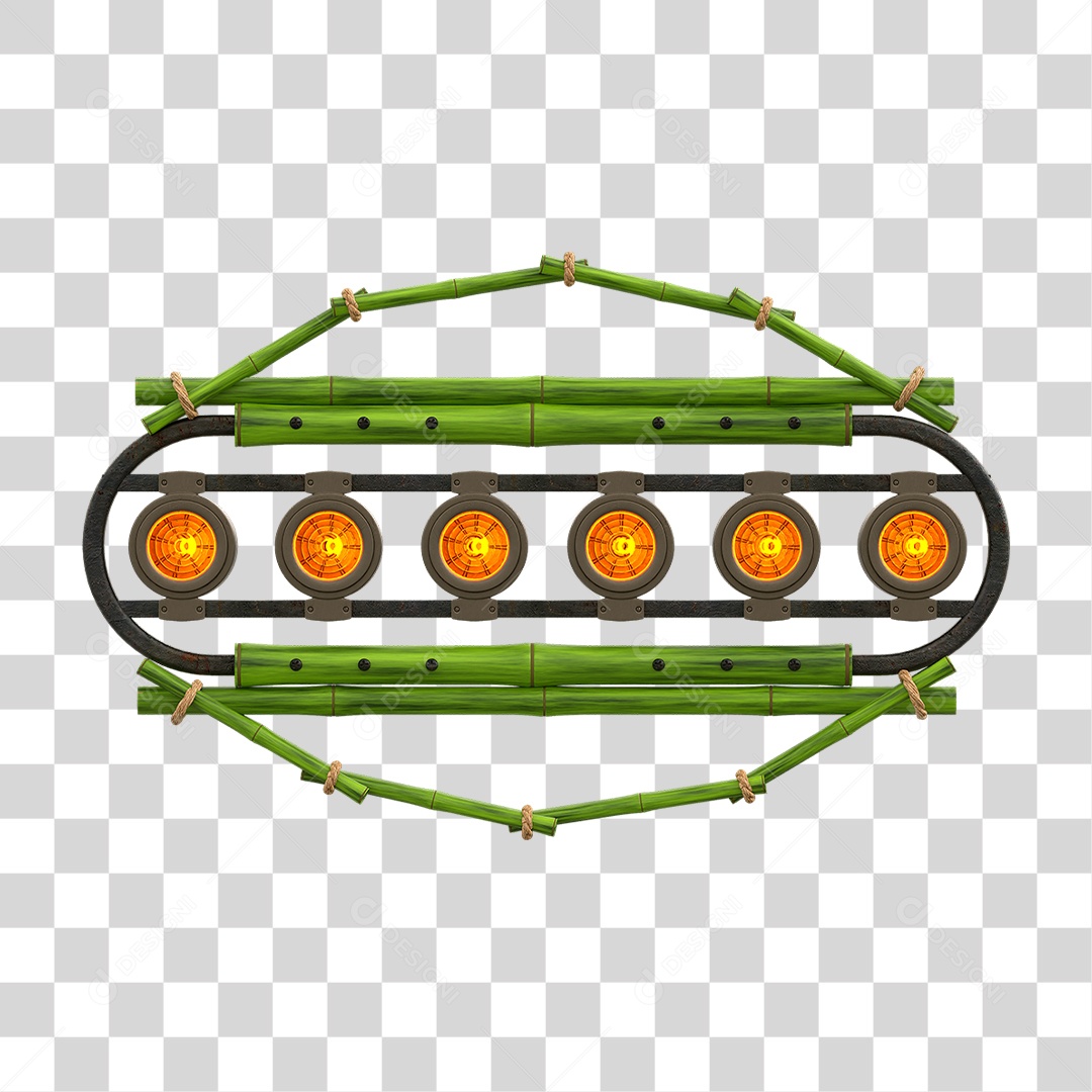 Painel de Bambu Verde com Refletor PNG Transparente