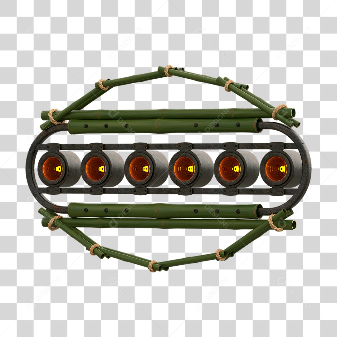 Painel de Bambu Verde com Refletor PNG Transparente