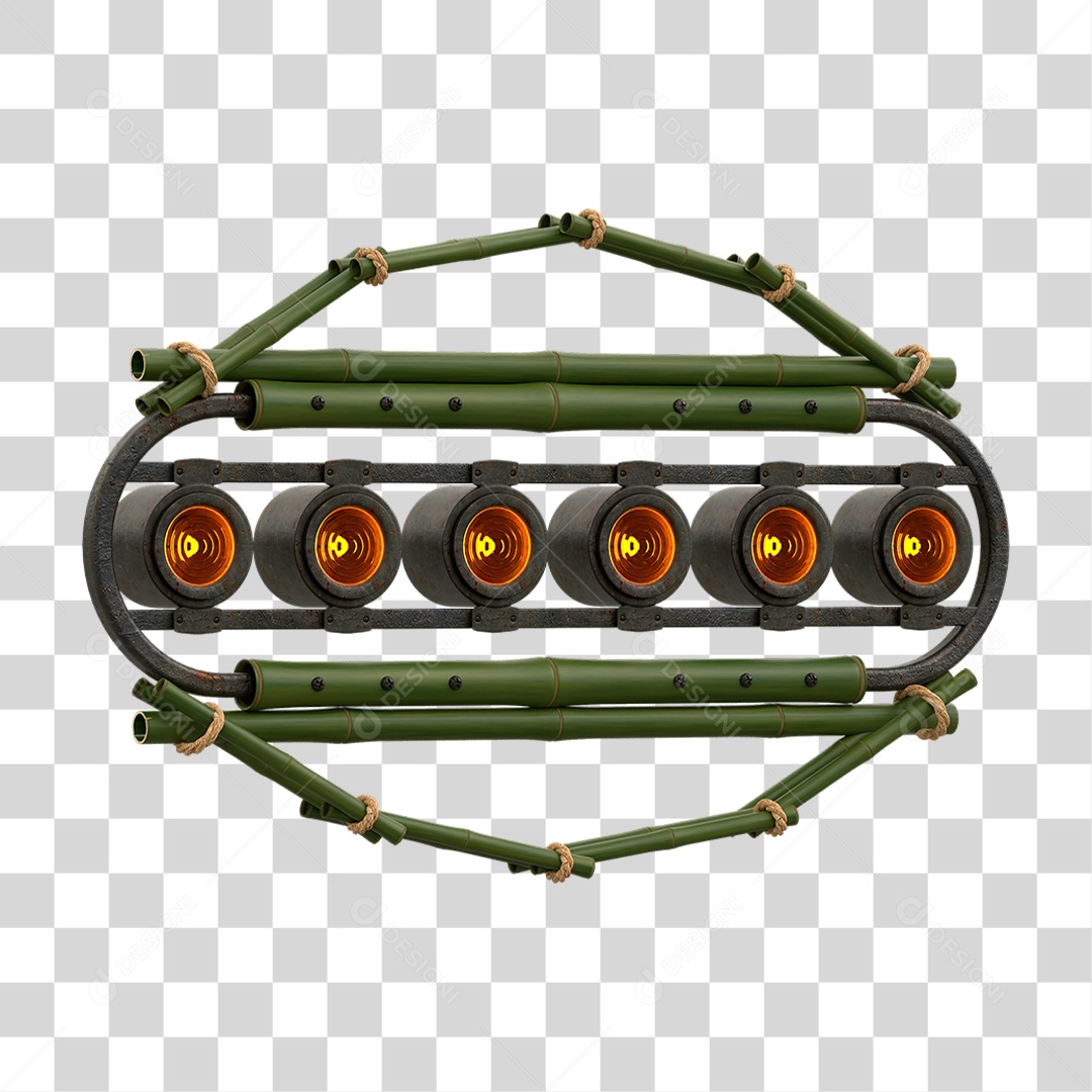 Painel de Bambu Verde com Refletor PNG Transparente