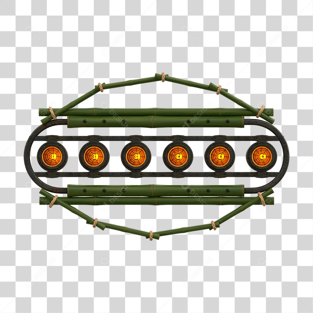 Painel de Bambu Verde com Refletor PNG Transparente