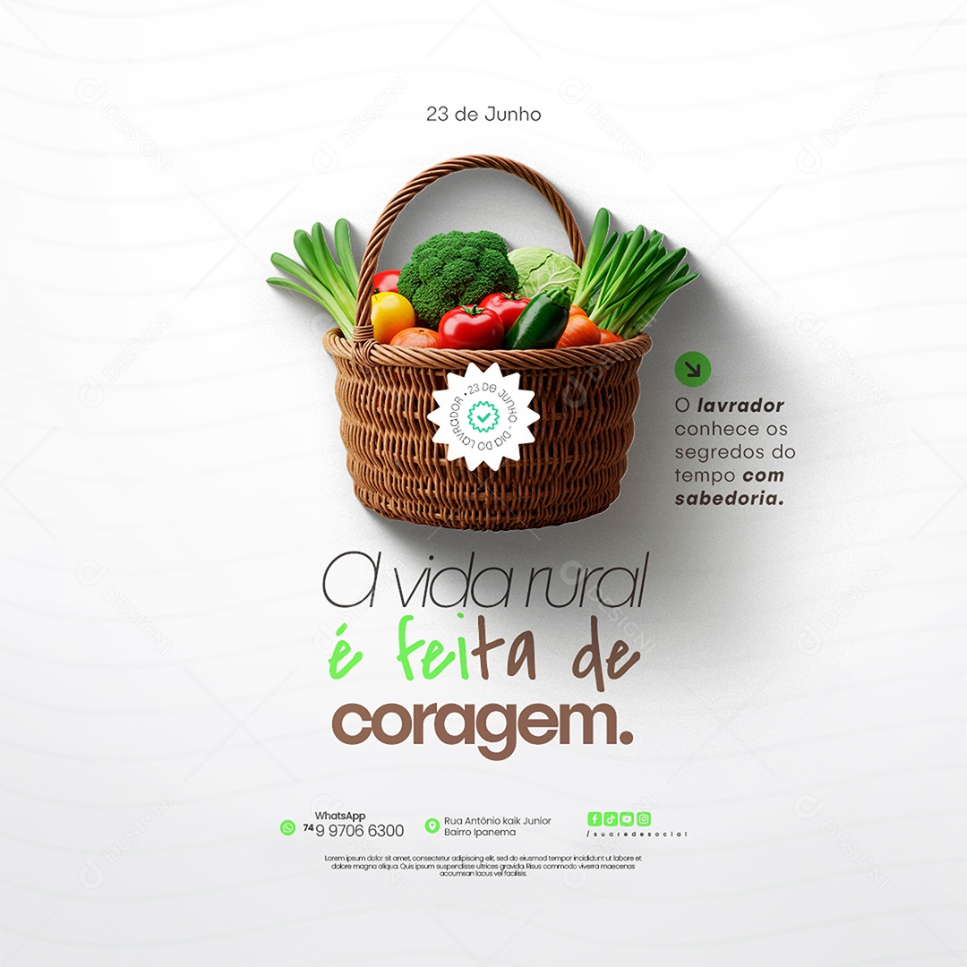 Dia Do Lavrador A Vida é Feita de Coragem Social Media PSD Editável