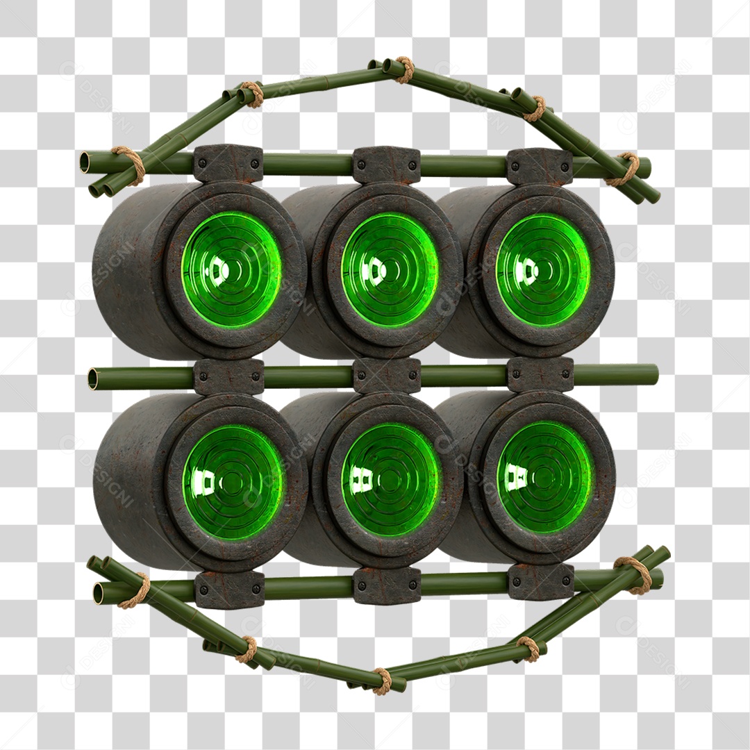 Painel de Bambu Verde com Refletor PNG Transparente