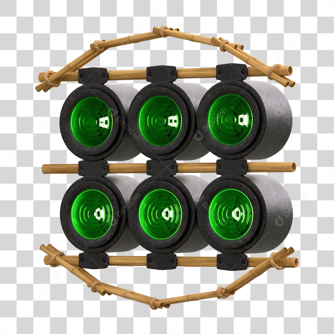 Painel de Bambu com Refletor PNG Transparente