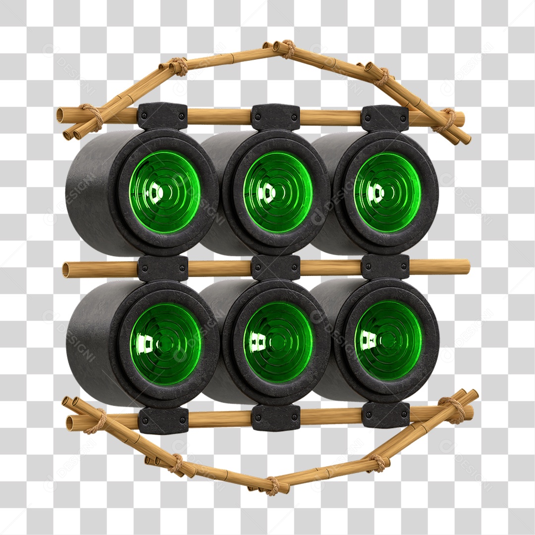 Painel de Bambu com Refletor PNG Transparente