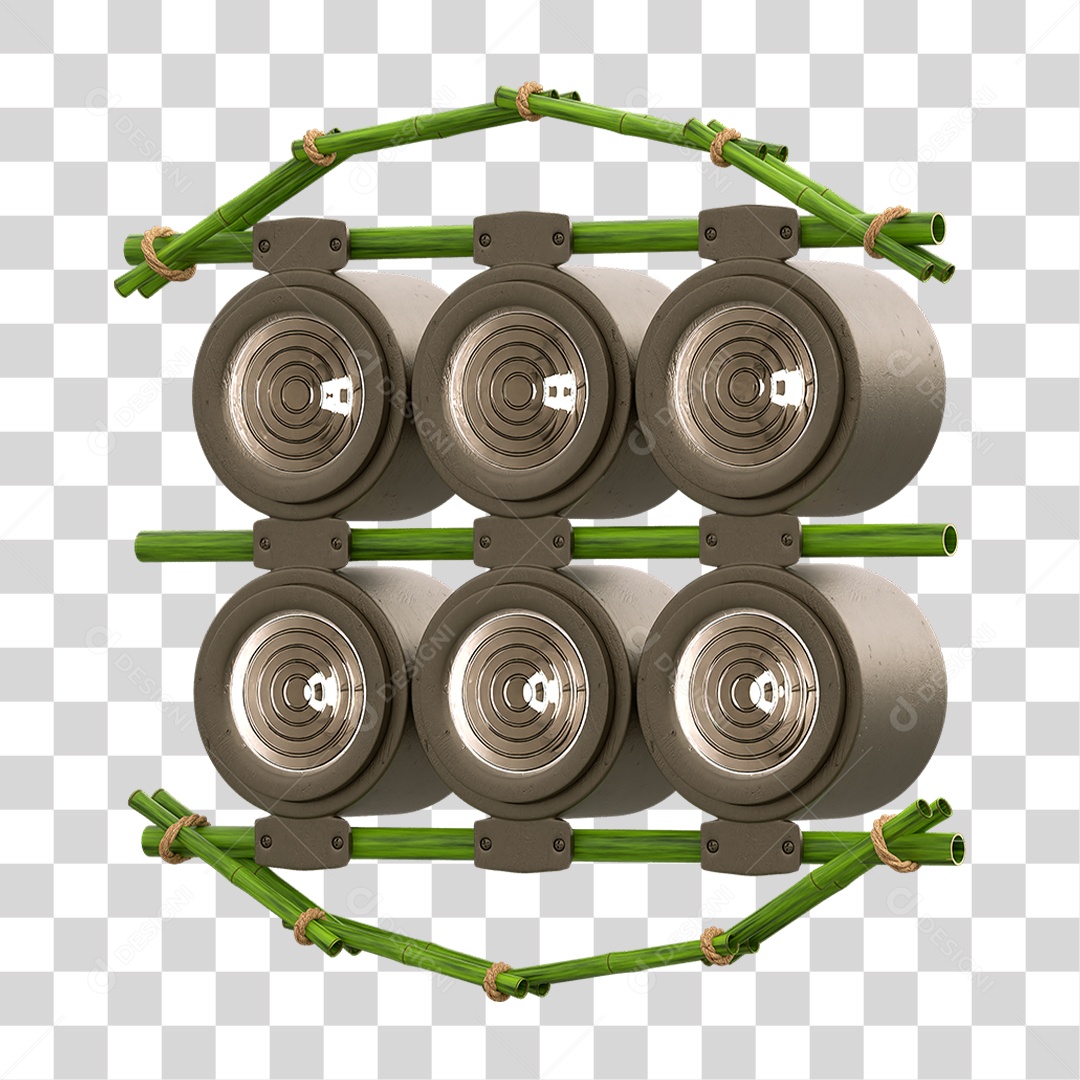 Painel de Bambu com Refletor PNG Transparente