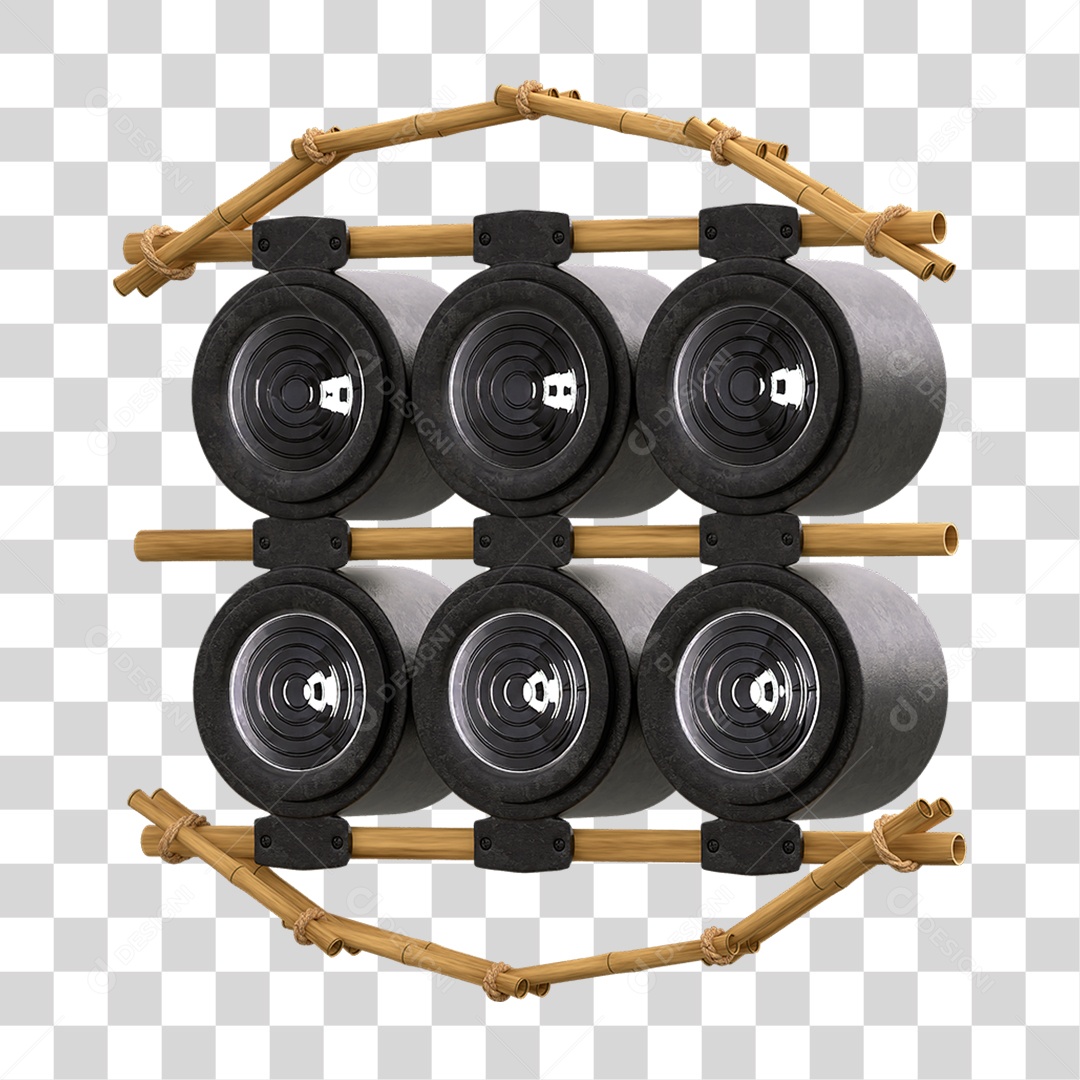 Painel de Bambu com Refletor PNG Transparente