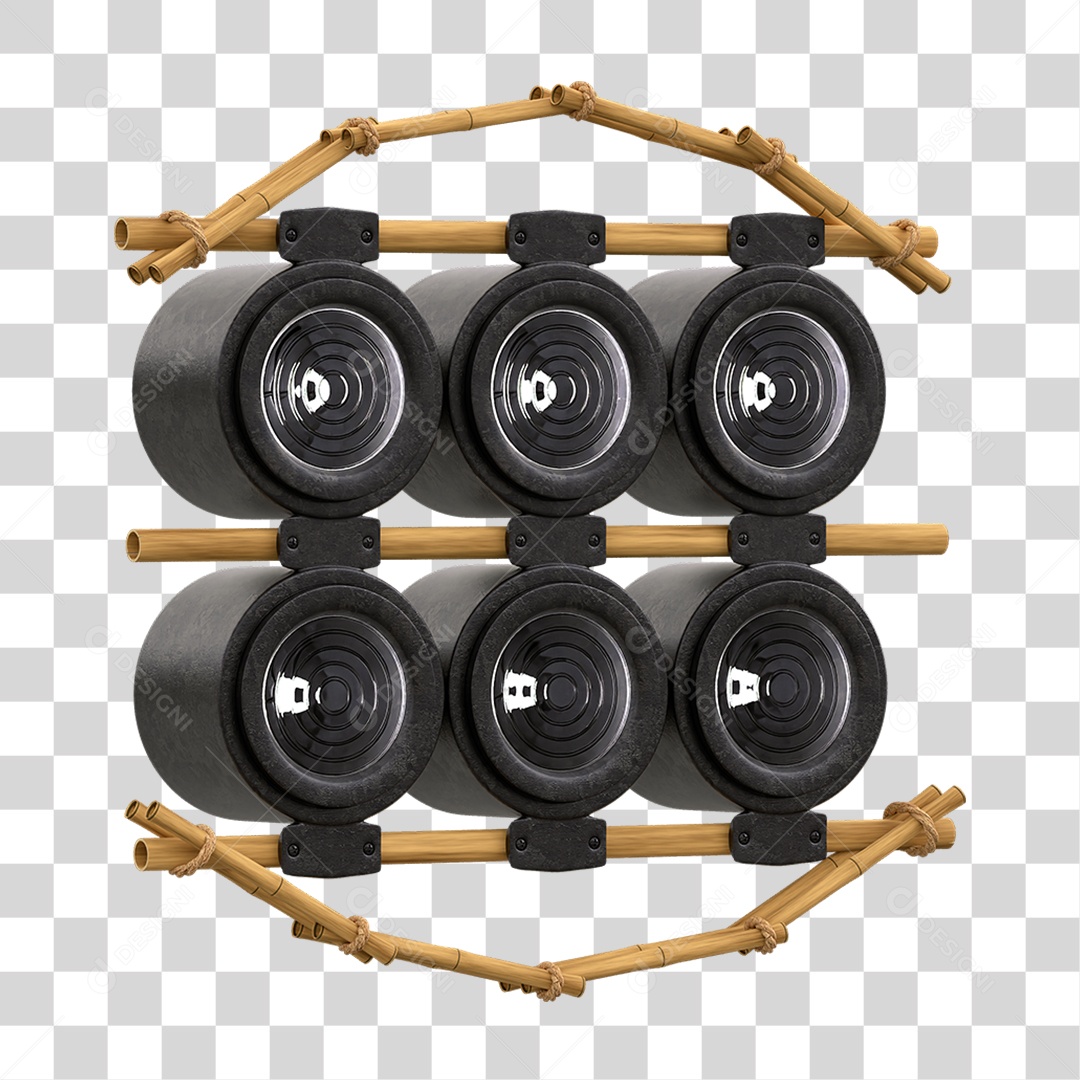 Painel de Bambu com Refletor PNG Transparente