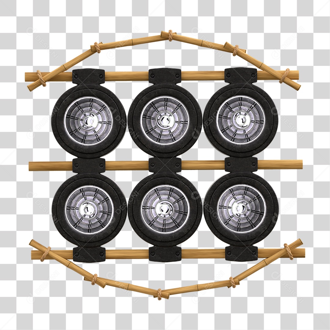 Painel de Bambu com Refletor PNG Transparente