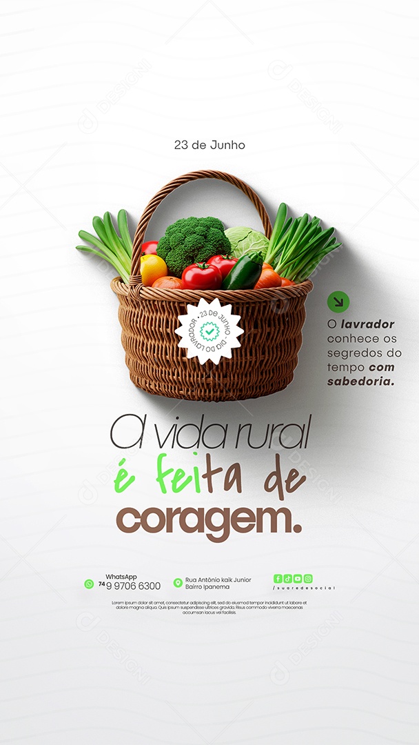 Story Dia Do Lavrador A Vida Rural é Feita de Coragem Social Media PSD Editável