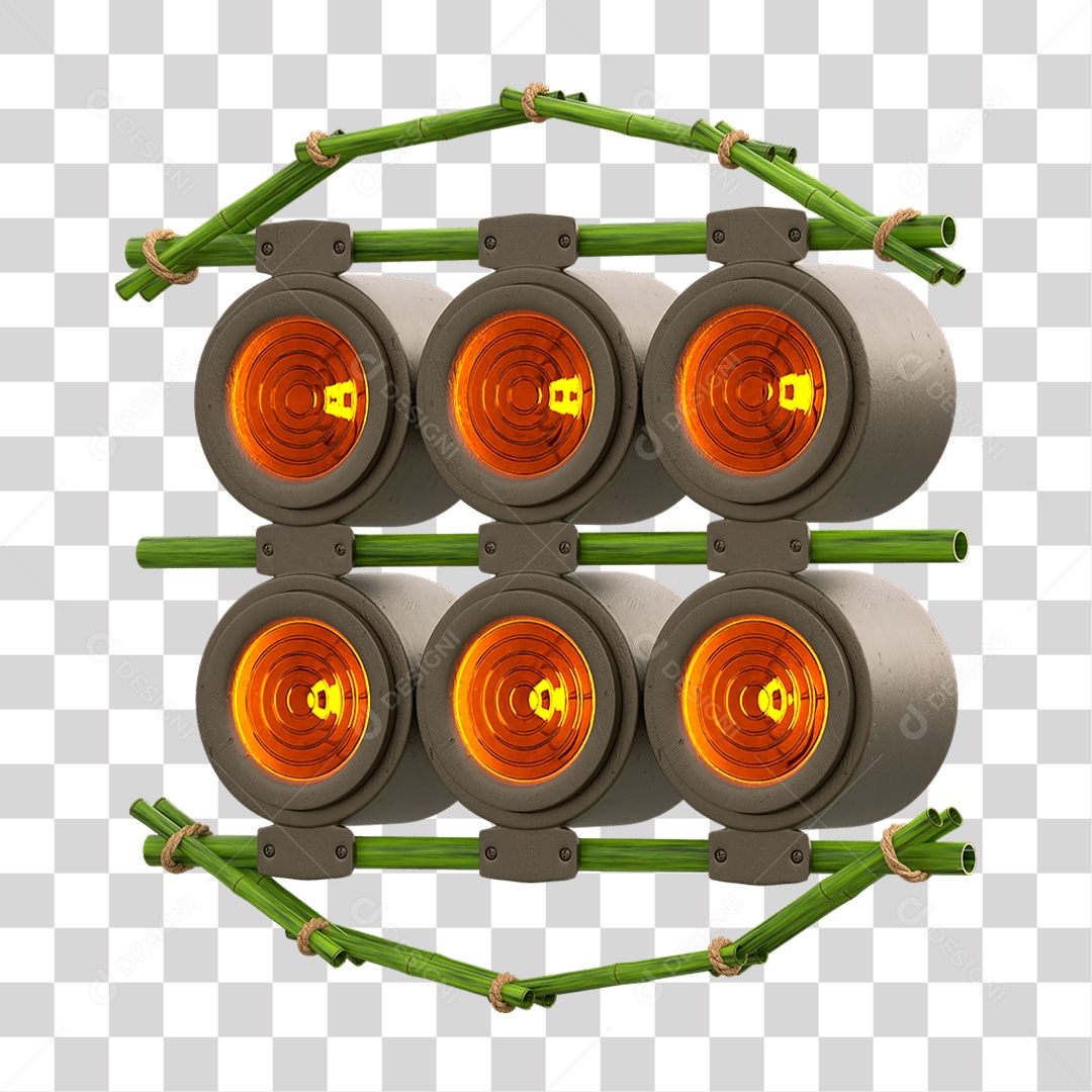 Painel de Bambu com Refletor PNG Transparente