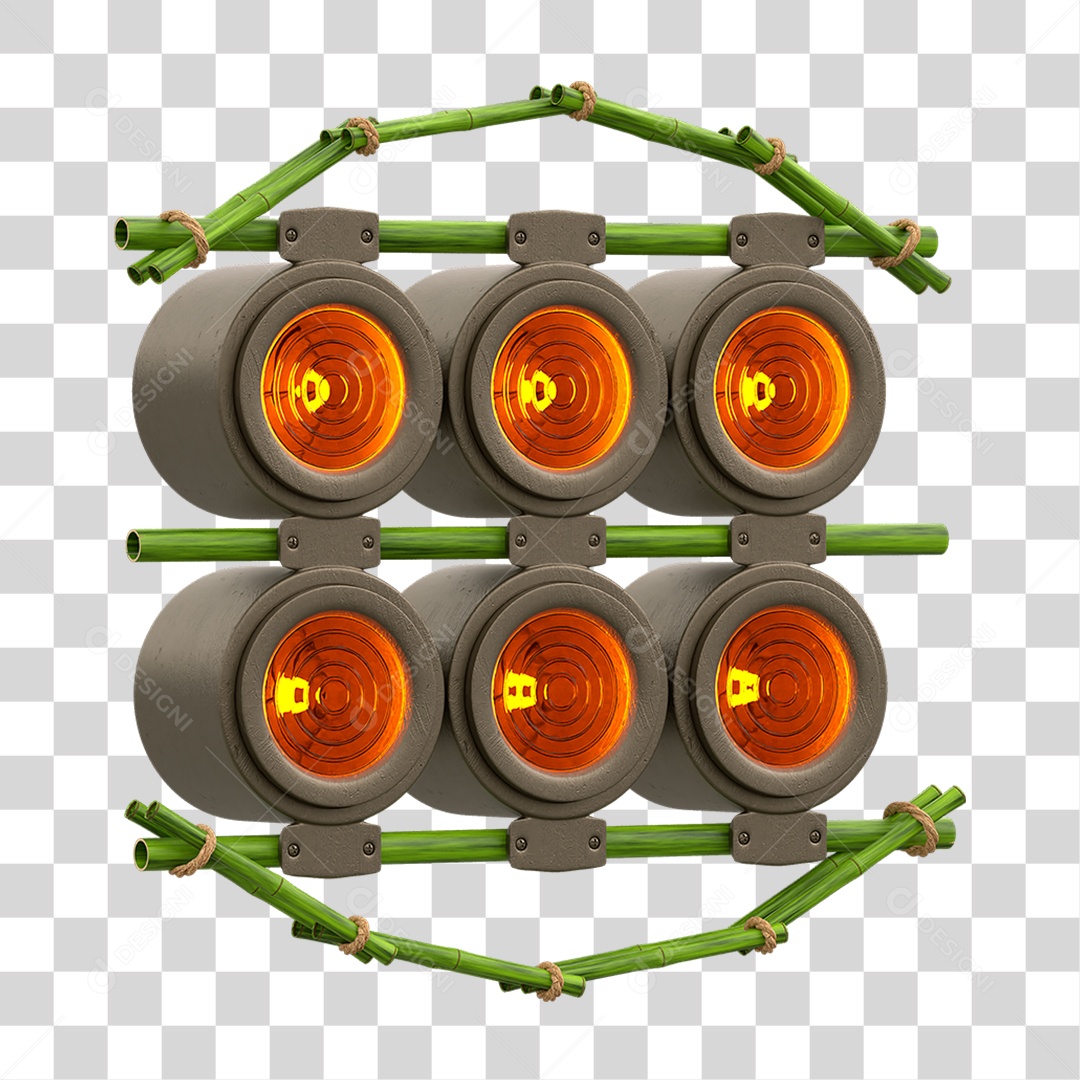 Painel de Bambu com Refletor PNG Transparente