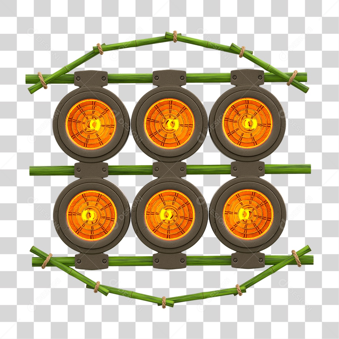 Painel de Bambu com Refletor PNG Transparente