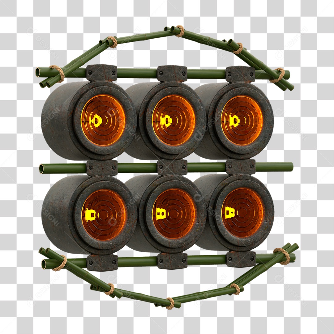 Painel de Bambu Verde com Refletor PNG Transparente