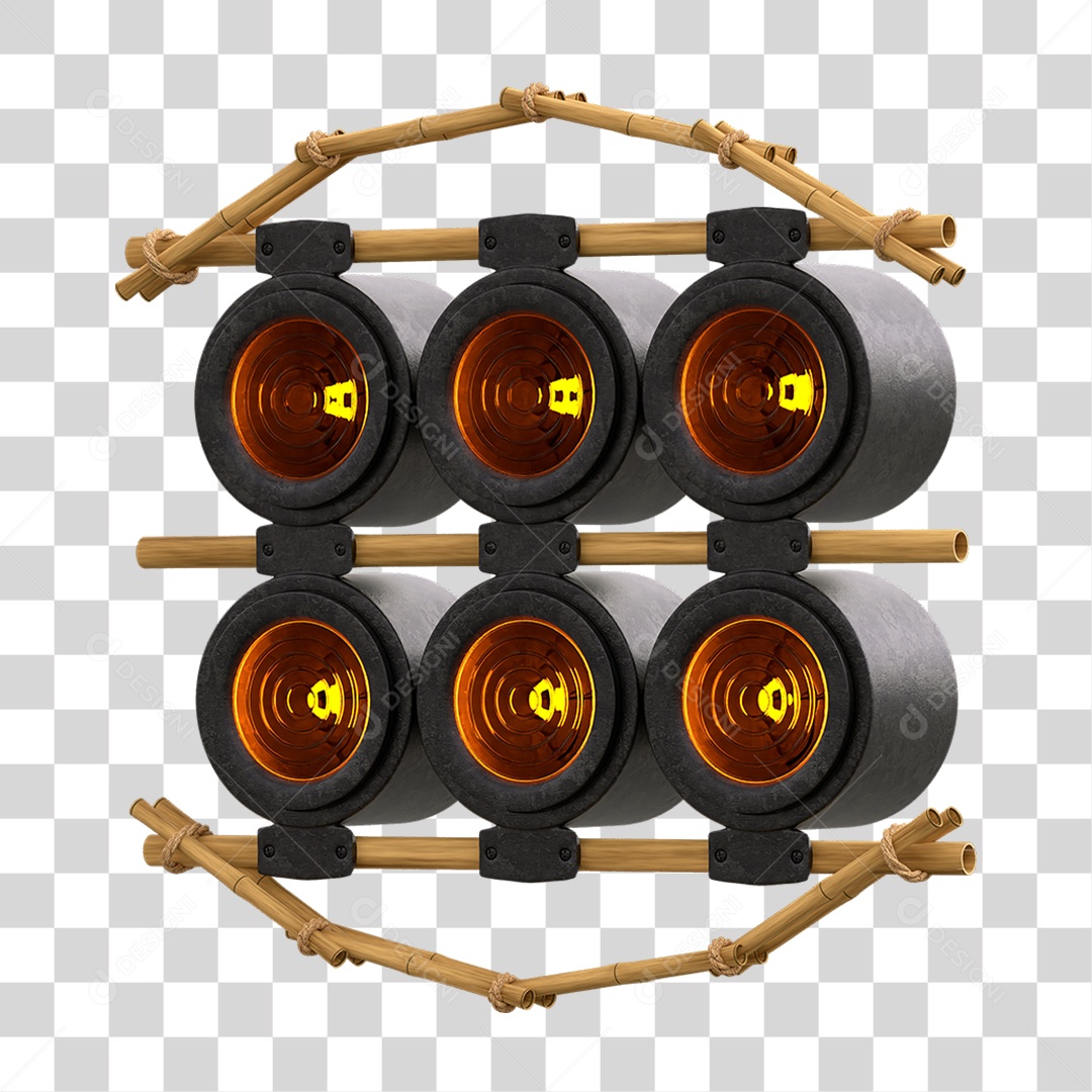 Painel de Bambu com Refletor PNG Transparente