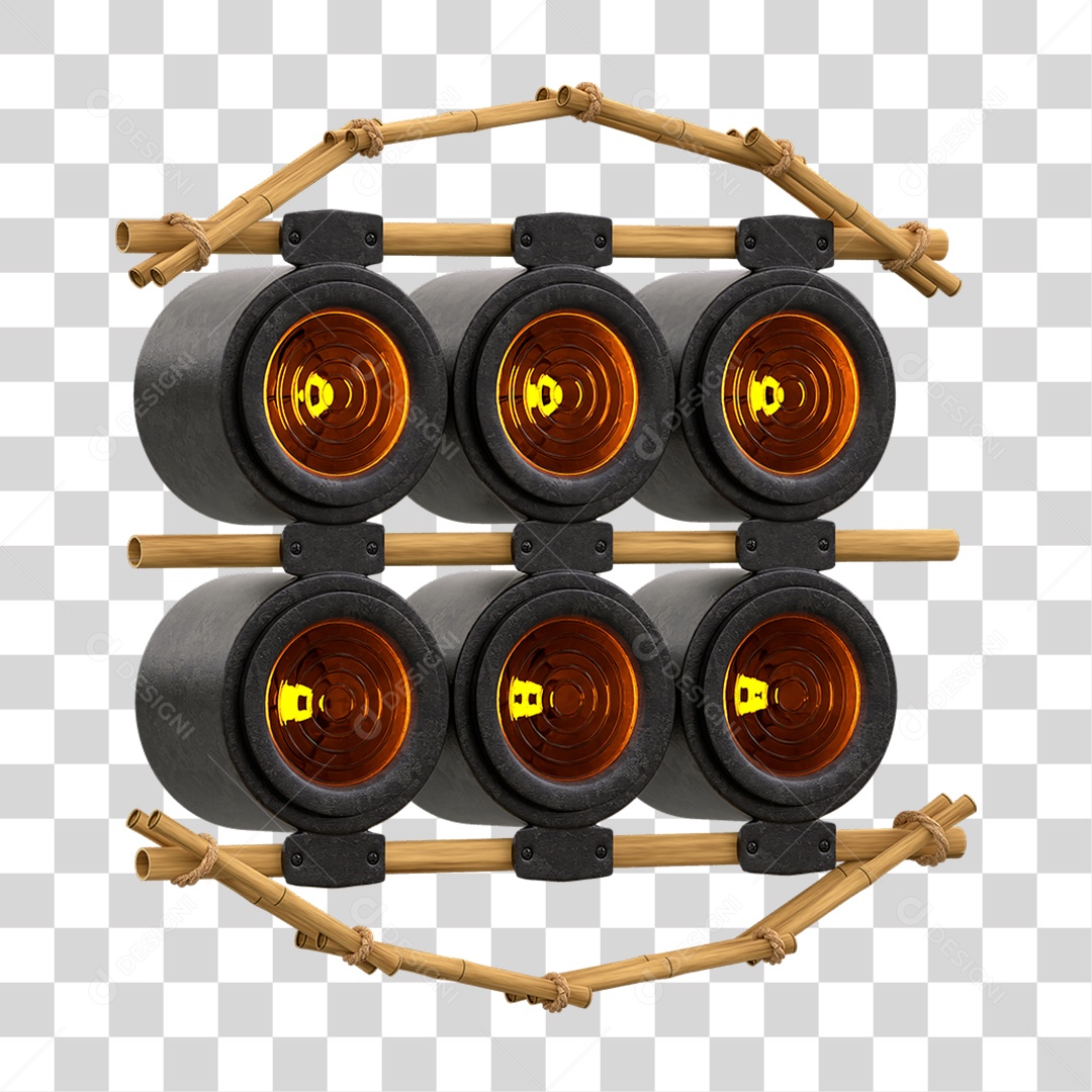 Painel de Bambu com Refletor PNG Transparente