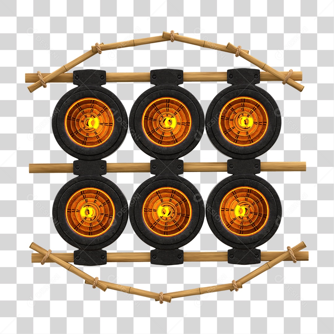 Painel de Bambu com Refletor PNG Transparente