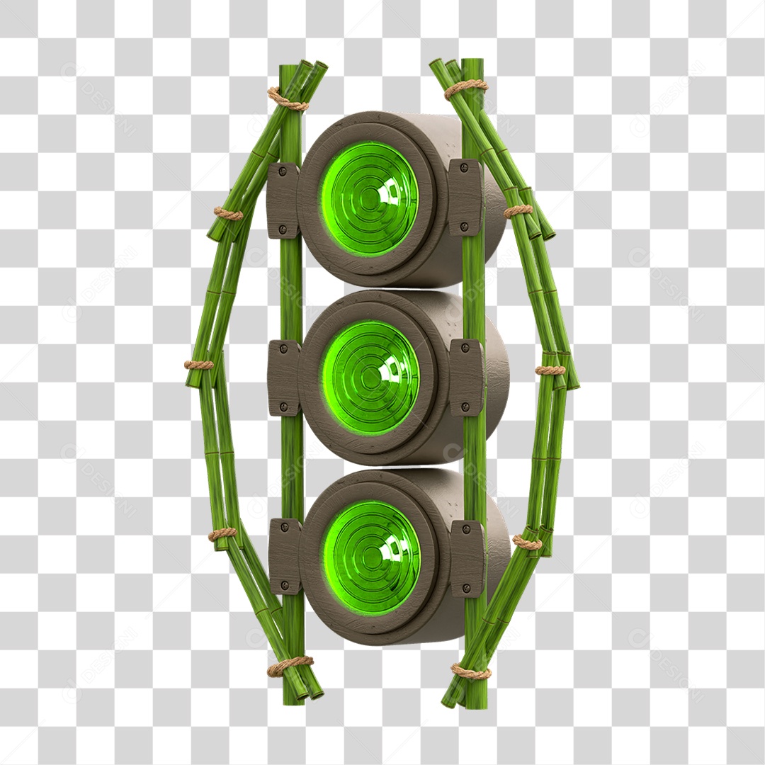 Painel de Bambu Verde com Refletor PNG Transparente