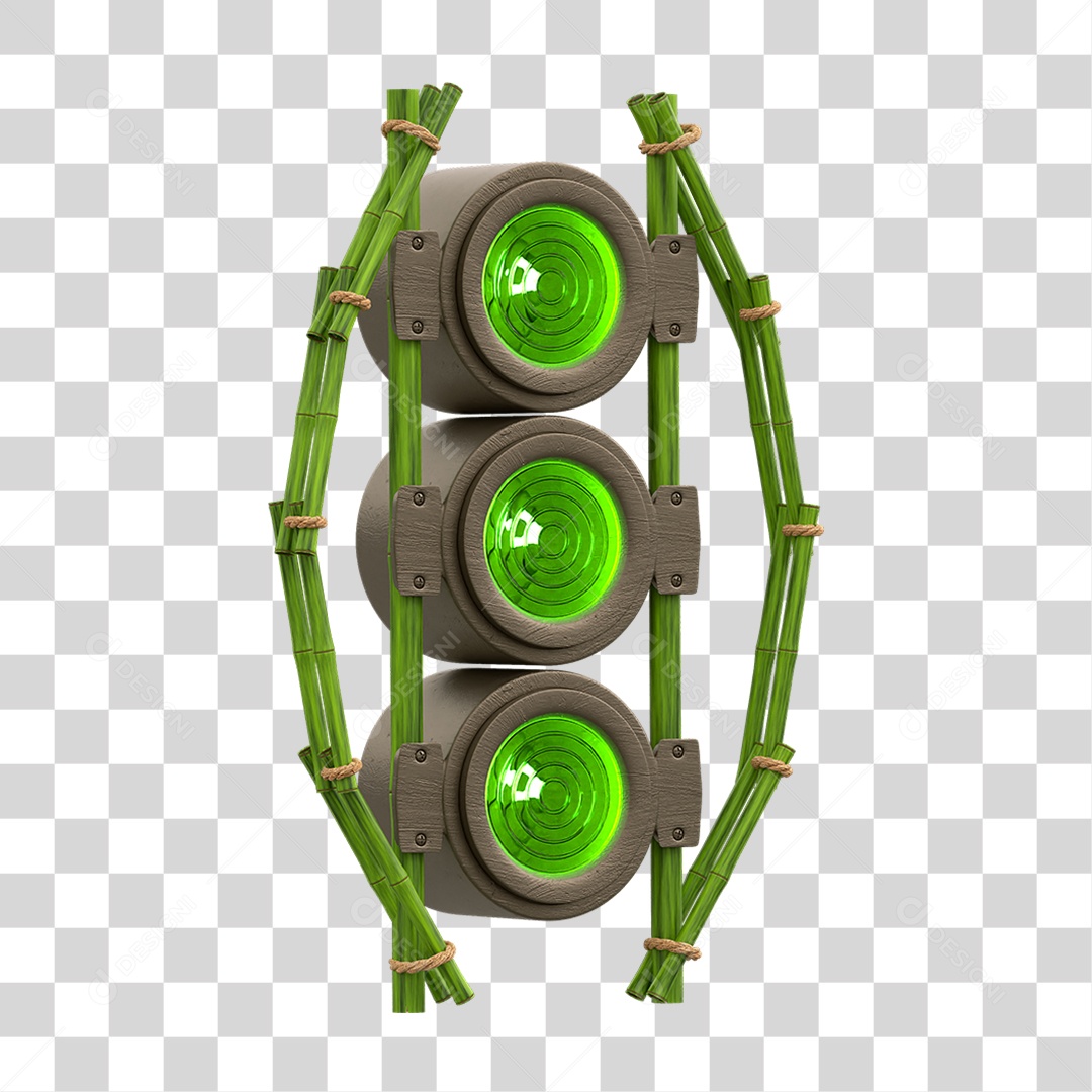 Painel de Bambu Verde com Refletor PNG Transparente