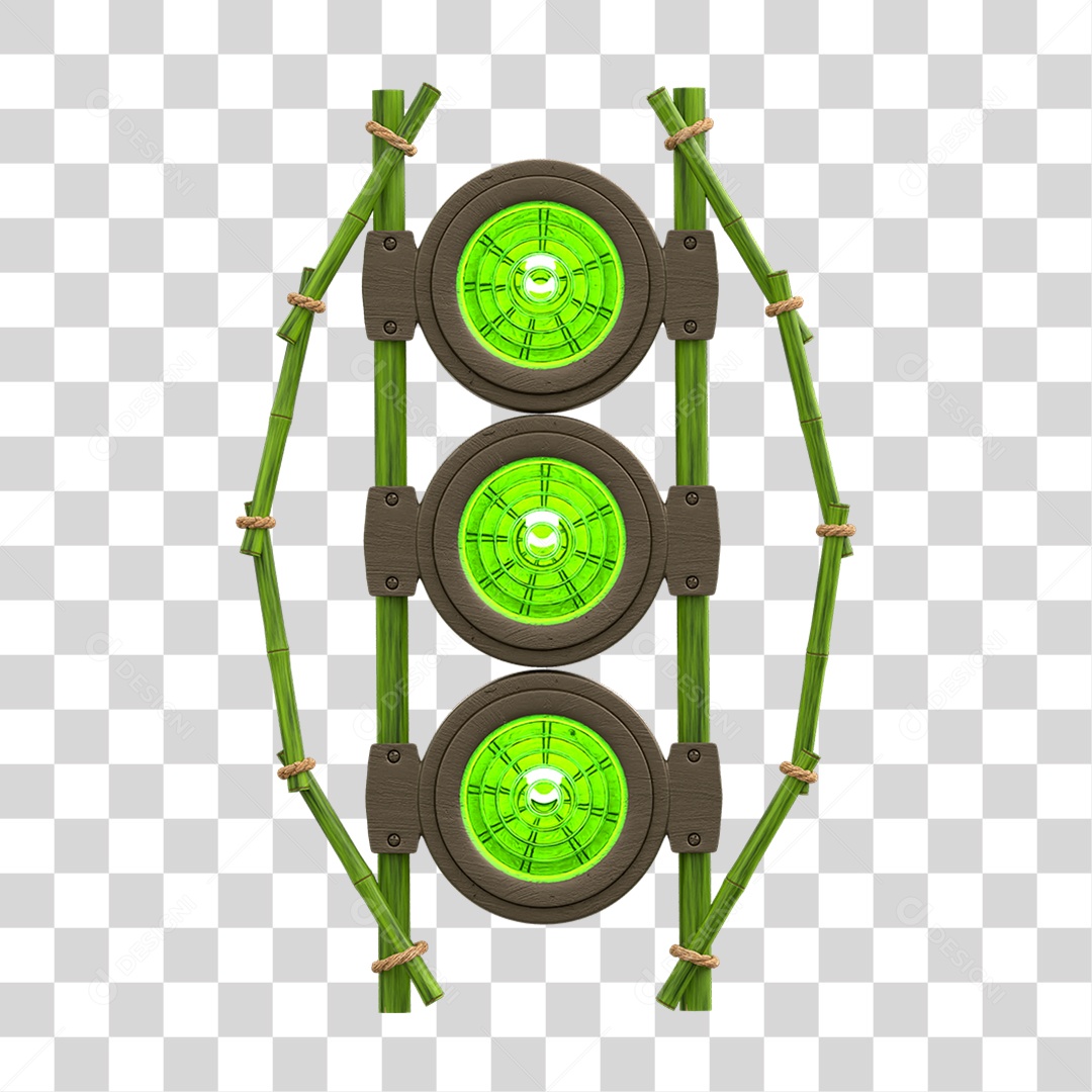 Painel de Bambu Verde com Refletor PNG Transparente