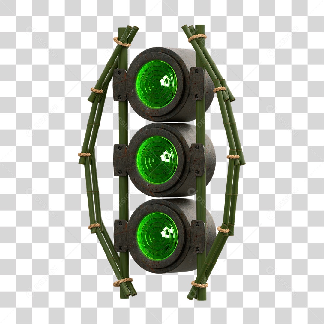 Painel de Bambu Verde com Refletor PNG Transparente